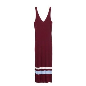 H&M Burgundy Ribbed Midi Dress
